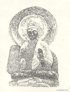 Seated Buddha etching