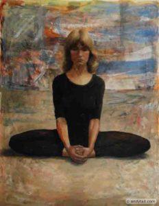Woman sitting in yoga pose
